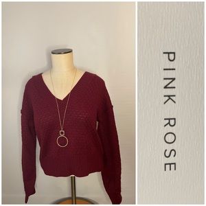 NWT Pink rose purple sweater